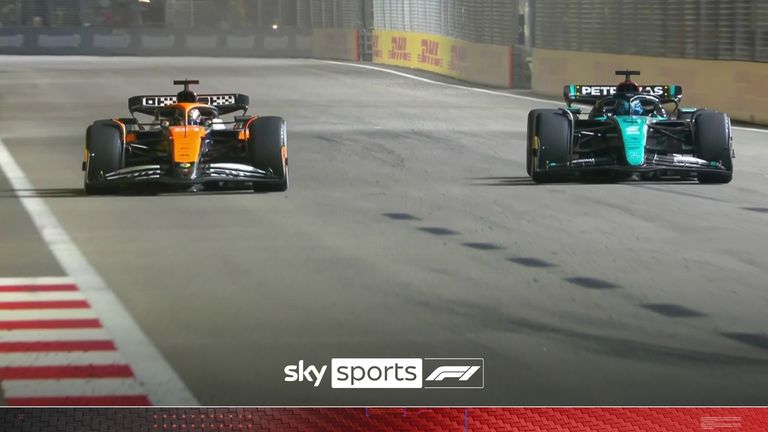 McLaren's Oscar Piastri overtook Mercedes driver George Russell on lap 45 to move into the podium positions in Singapore.