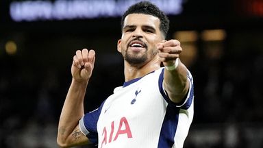 Dominic Solanke celebrates scoring his second goal in two games