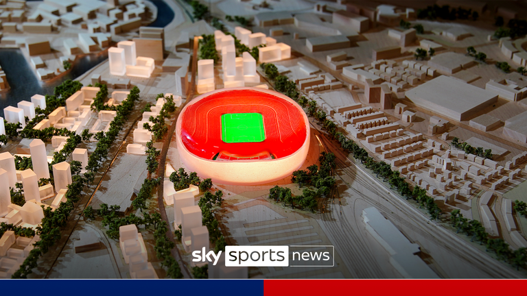 A general view of a model presenting potential regeneration plans for Old Trafford, home of Manchester United, displayed at the Labour Party&#39;s annual conference in Liverpool. Picture date: Tuesday September 24, 2024.